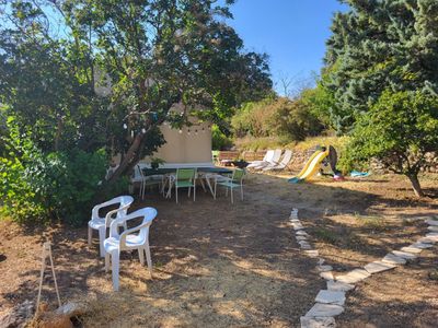 Outdoor property with playhouse