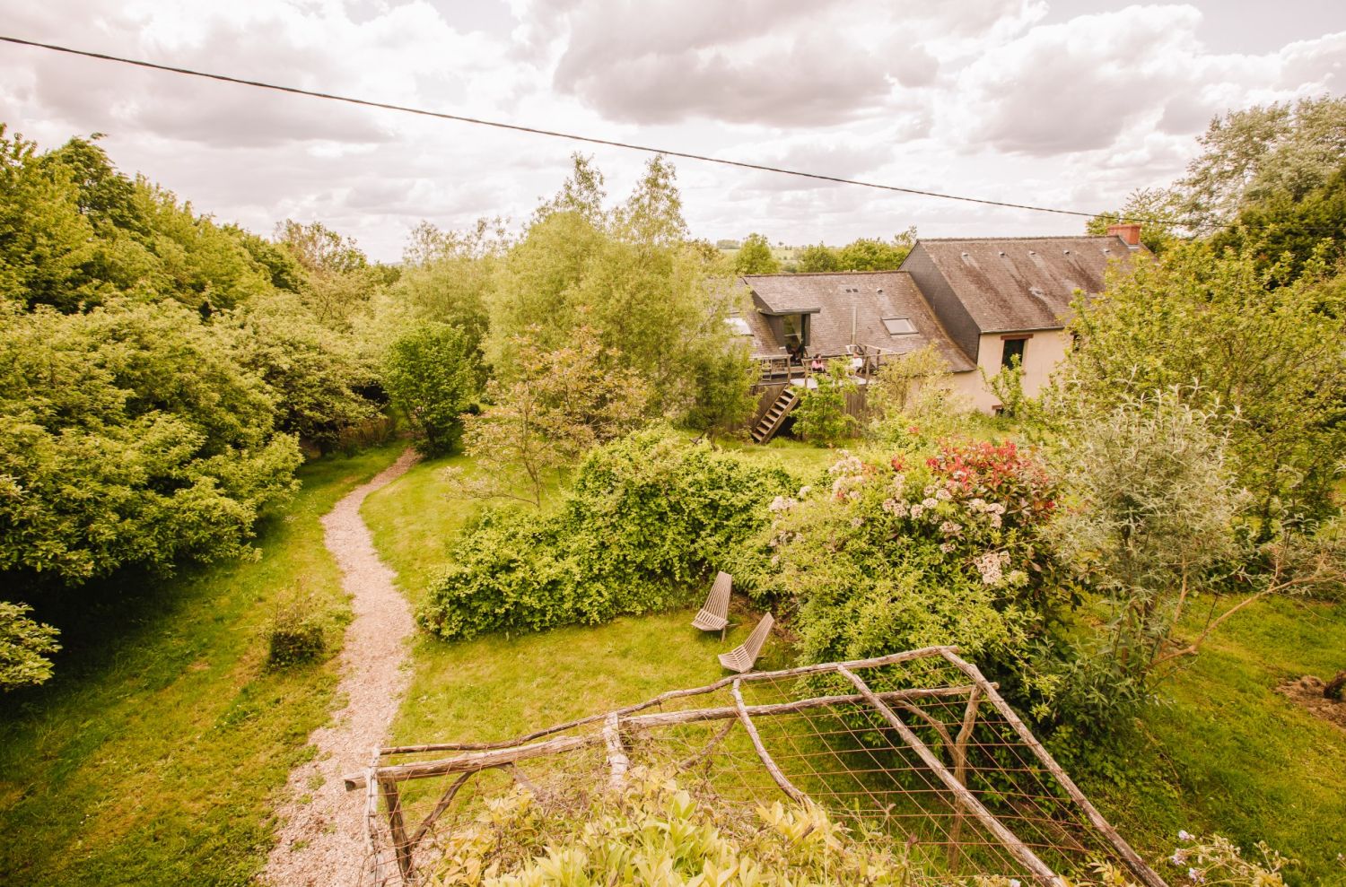 Unusual lodges, gite, terrace and large garden