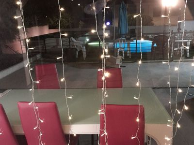 Terrasse avec piscine Salon palette tonelle 