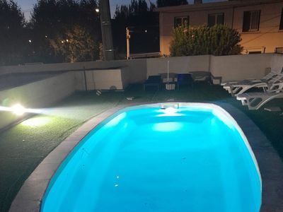 Terrasse avec piscine Salon palette tonelle 