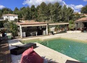 Sunbathing, swimming pool and pool house