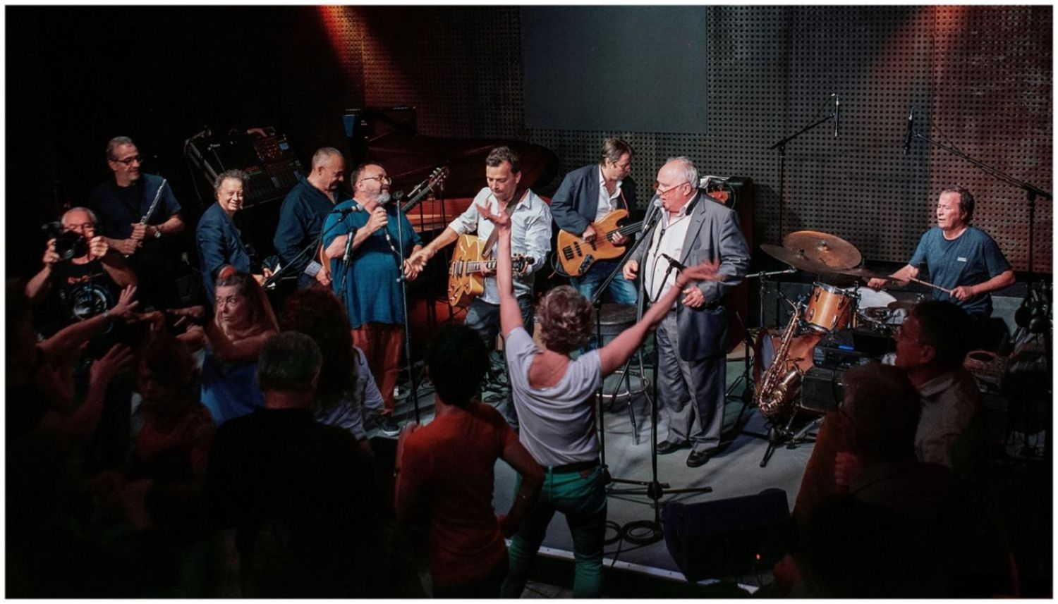 Jazz club with large bar and equipped stage