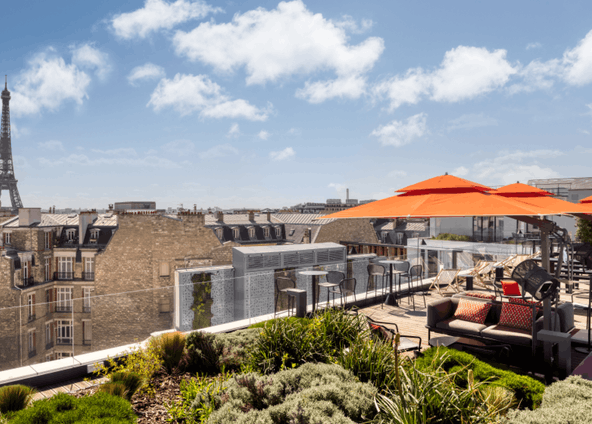 Rooftop with beautiful view on the Eiffel Tower