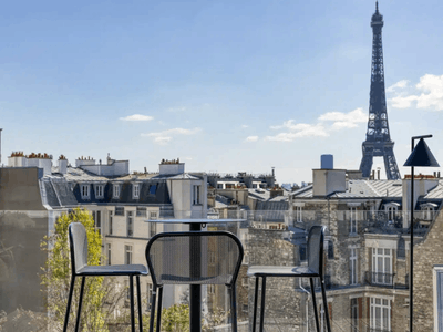 Eiffel Tower View Rooftop in a Modern 4-Star Hotel in Paris