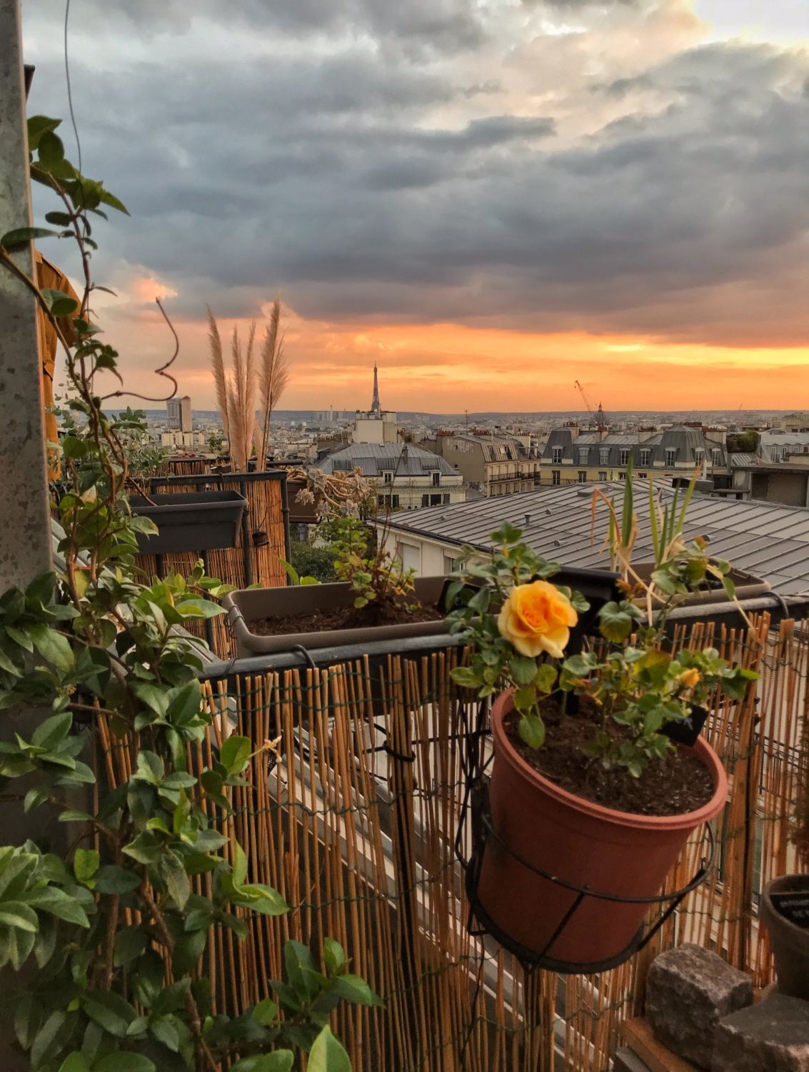 'Balconies with Eiffel Tower and sunset views', 