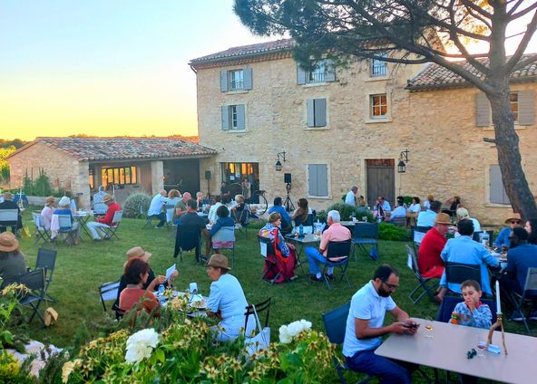 Mediterranean garden of a wine estate in Provence with swimming pool