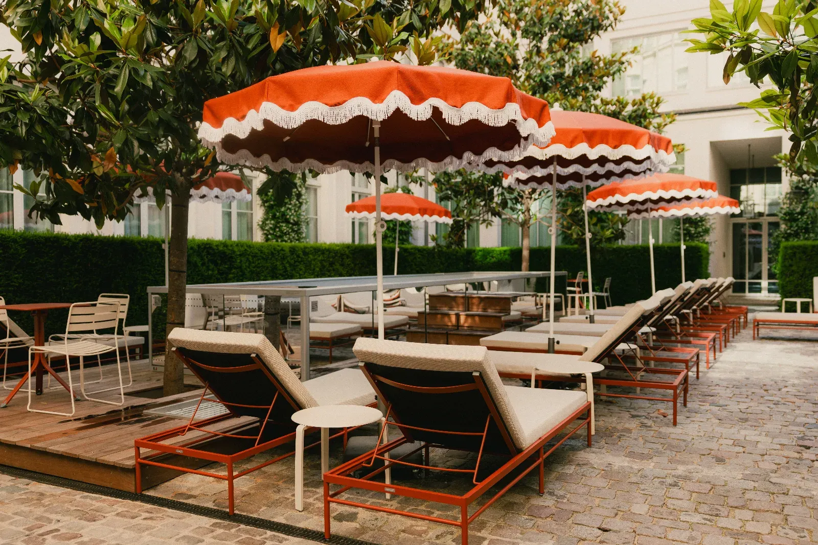 A paved interior courtyard in an 18th century mansion