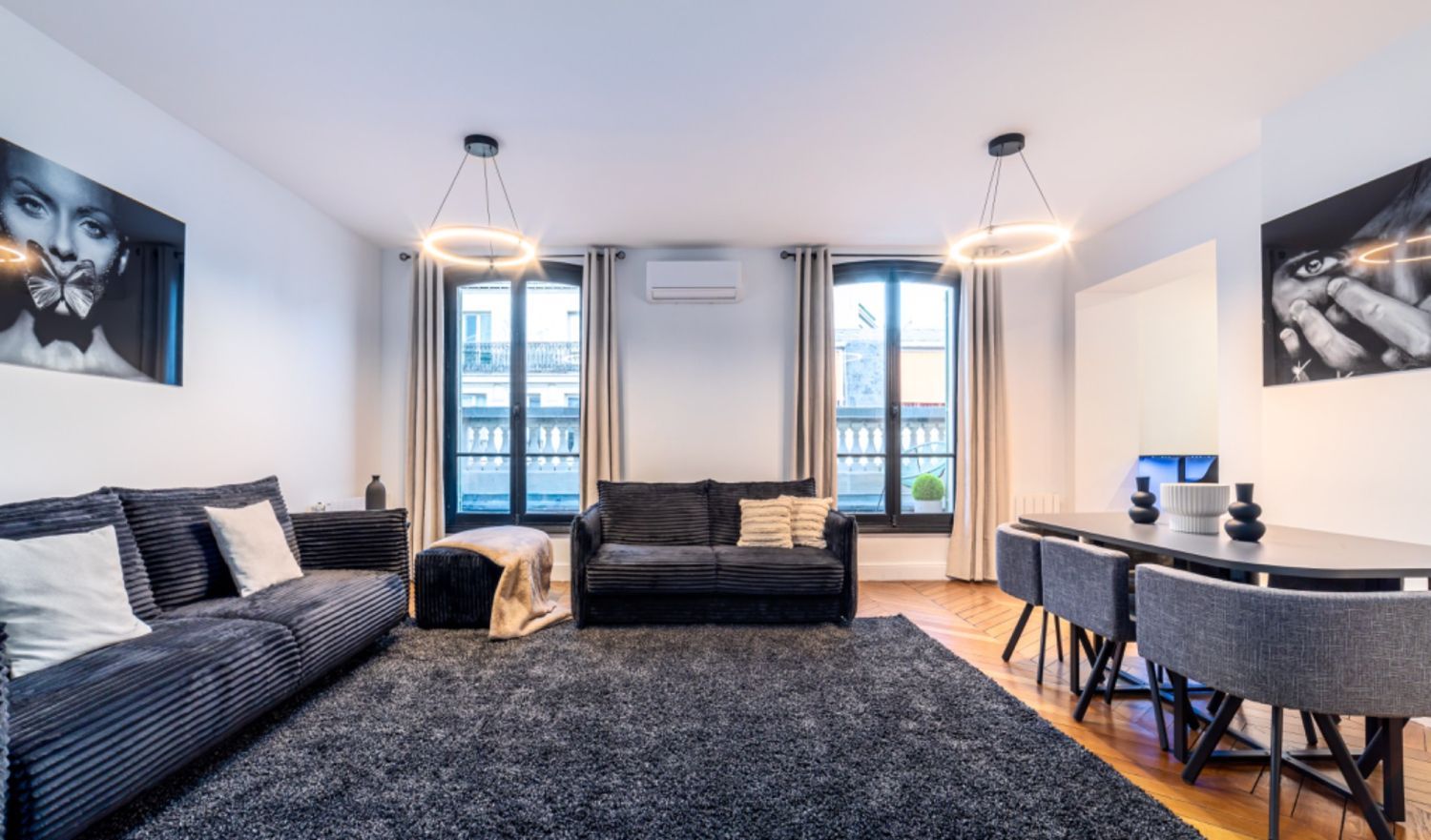 Appartement Élégant Noir et Blanc près des Champs-Élysées pour Événements