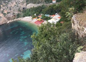 Outdoor restaurant and private beach