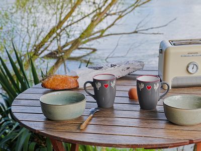 Cottages and garden on an island 