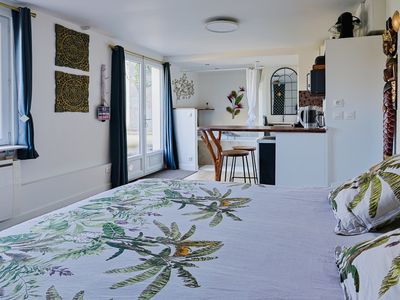 Cottages and garden on an island 