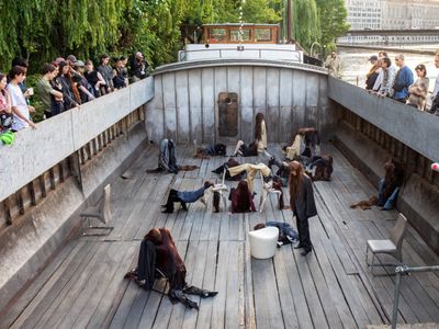 Historical river barge in central Berlin