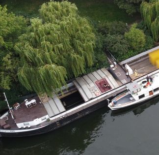 Historical river barge in central Berlin