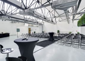 Glass roof in a rehabilitated factory