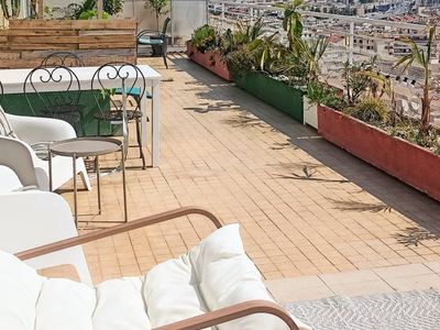 Rooftop panoramic view of Nice and the sea