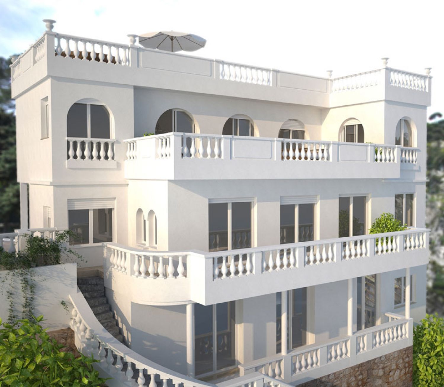 The white villa overlooking the bay