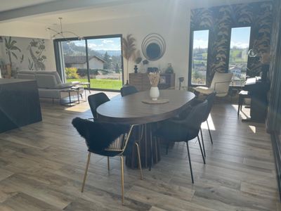 Contemporary house with hill views