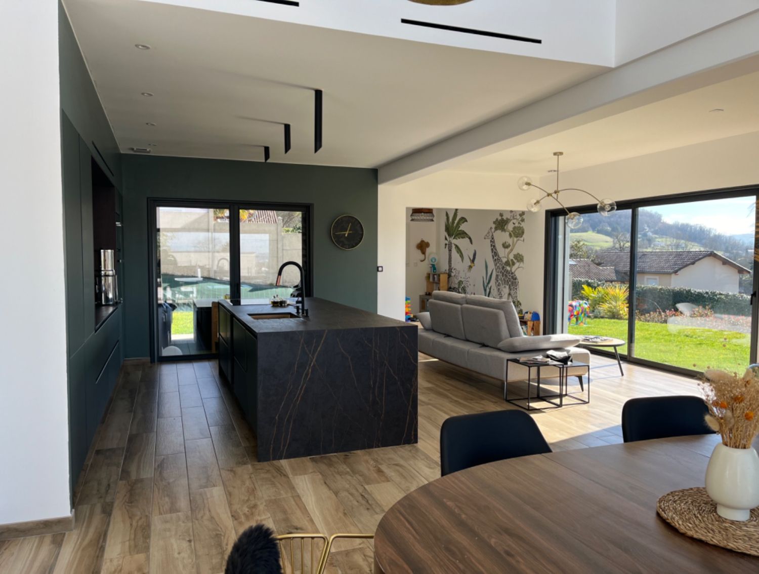Contemporary house with hill views