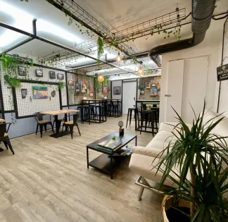 A bright, modern dining room