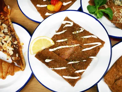 A bright, modern dining room