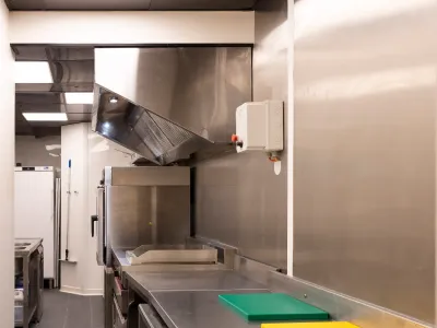 Private dining room with professional kitchen