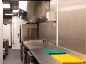 Private dining room with professional kitchen