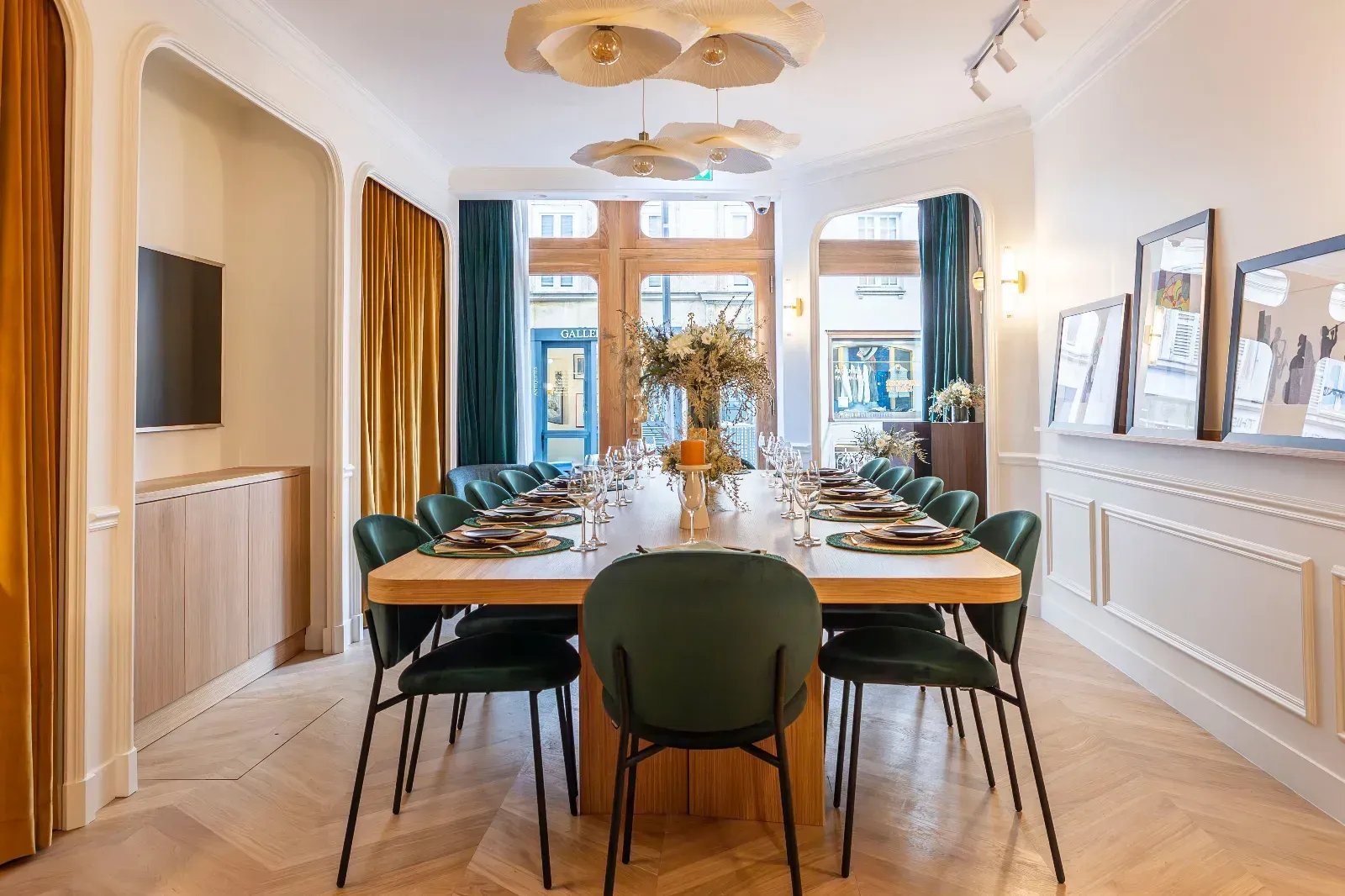 Private dining room with professional kitchen