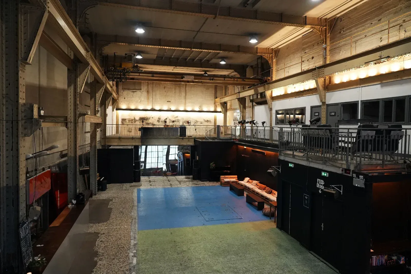 An industrial room equipped for all types of meetings and events