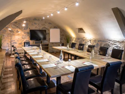 A meeting room with a unique character