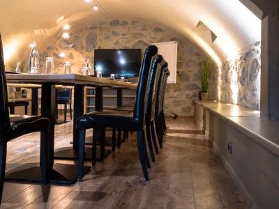 A meeting room with a unique character