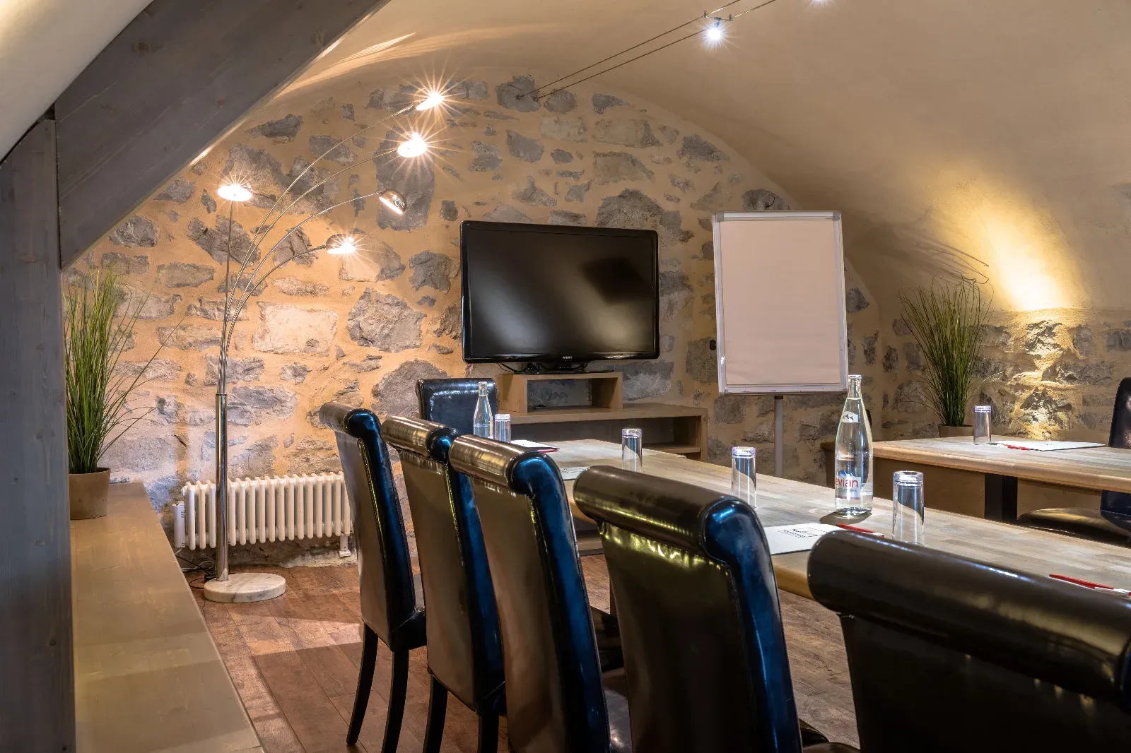 A meeting room with a unique character