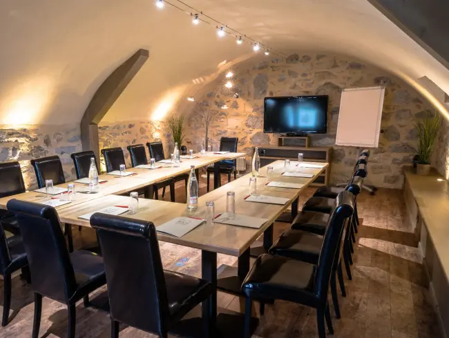 A meeting room with a unique character