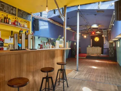 Colourful barge on the banks of the Canal de l'Ourq