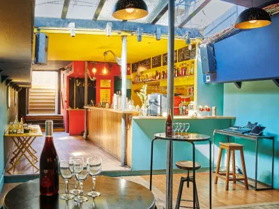 Colourful barge on the banks of the Canal de l'Ourq