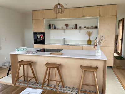 Architect-designed wooden house with views of the Pyrenees