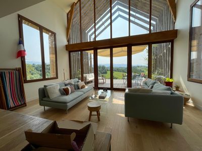 Architect-designed wooden house with views of the Pyrenees