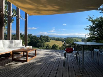 Architect-designed wooden house with views of the Pyrenees