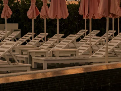 The swimming pool: Reflections of Cap d'Antibes