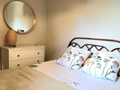 Garden with beautiful saltwater infinity pool