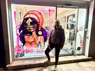 Illuminated gallery near the Château de Fontainebleau