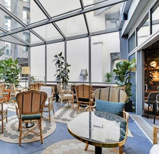 Glass-Roofed Parisian Venue with Private Bar & Lounge