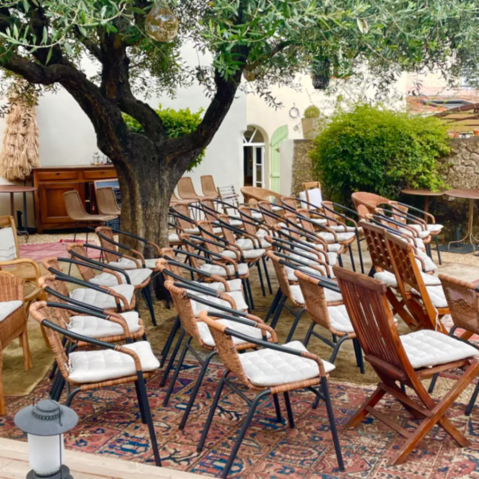 Enclosed Garden with Olive Tree for Events up to 70 People