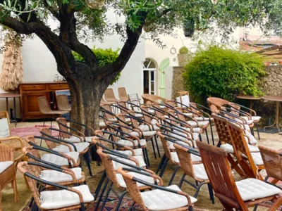 Enclosed Garden with Olive Tree for Events up to 70 People