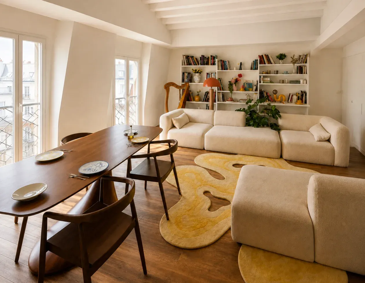 Appartement d'artistes avec terrasse sur les toits et vue panoramique sur Paris