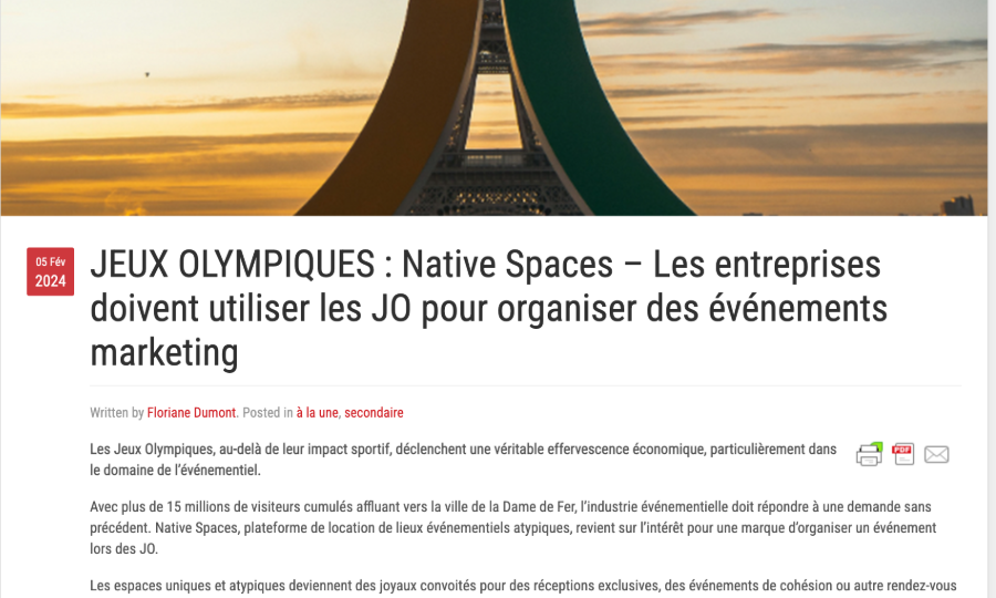Native Spaces encourage les entreprises à tirer parti des Jeux Olympiques pour des événements marketing