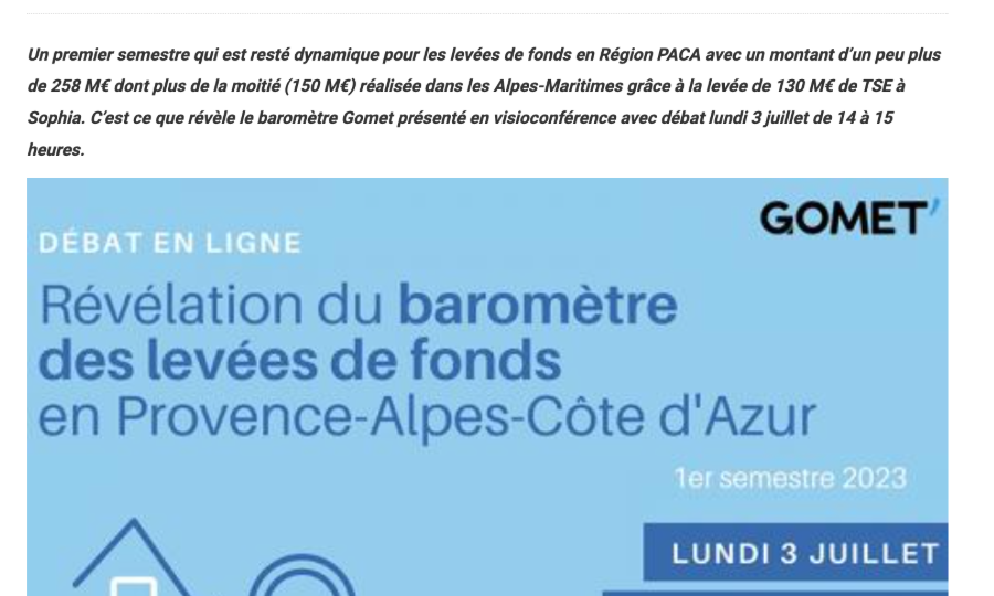 Levées de fonds du 1er semestre en PACA