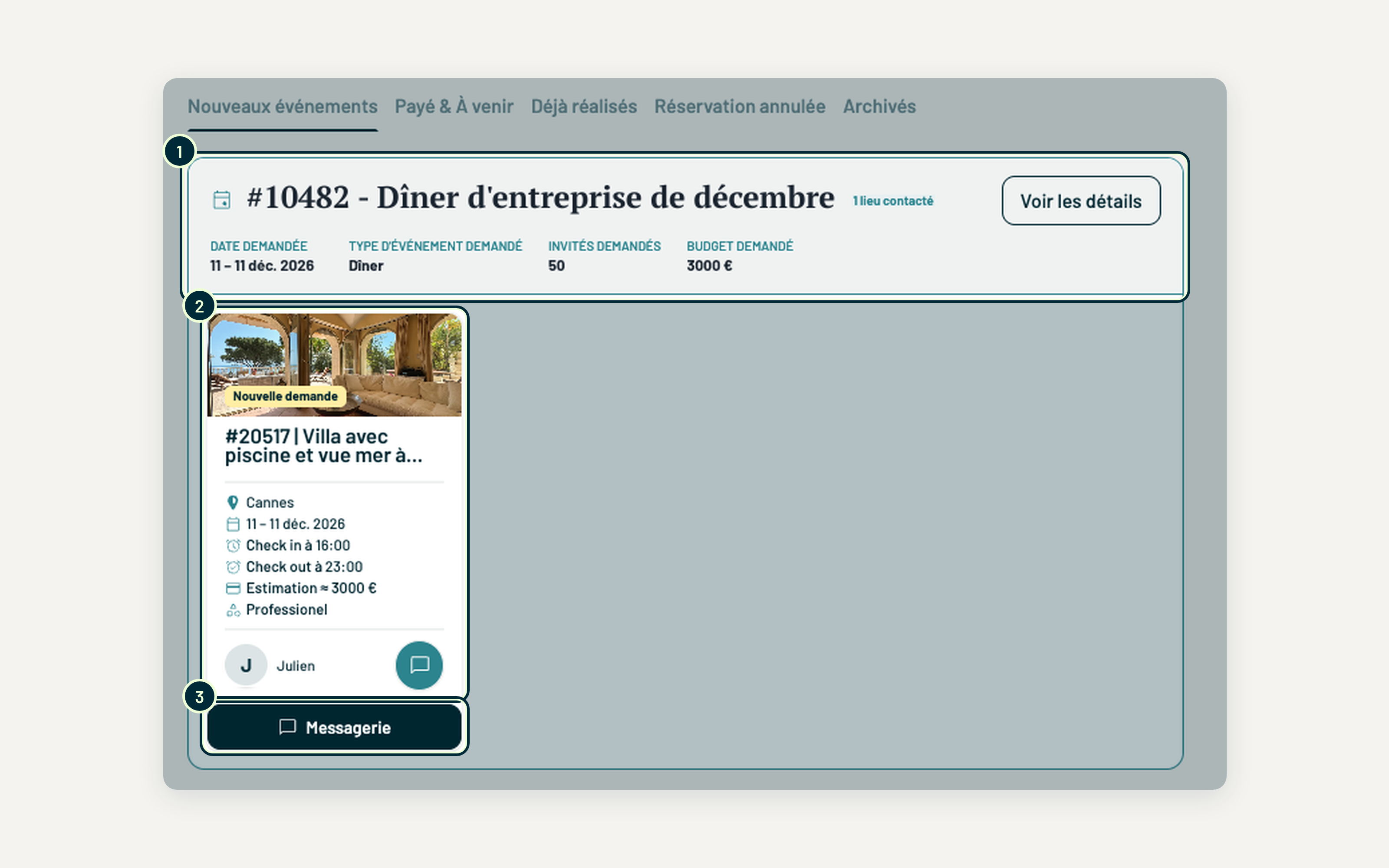 Étape 7 : votre événement et votre demande dans Mes événements