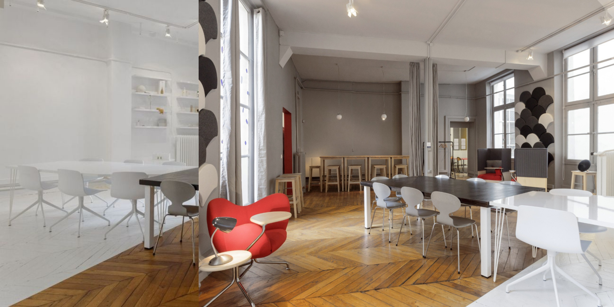 80 m² modular venue in Le Marais, Paris, set up for meetings and training