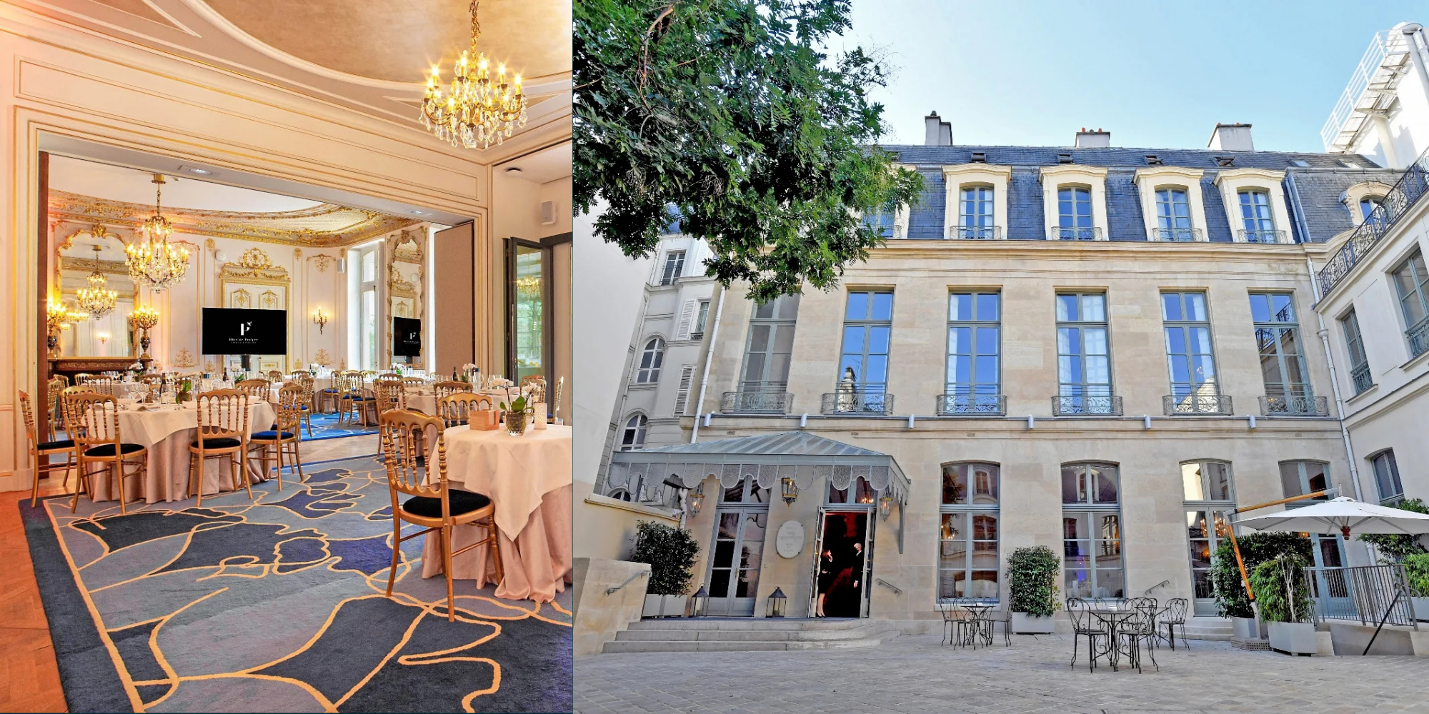 Salon in an 18th-century Paris mansion set up for a sales kick-off