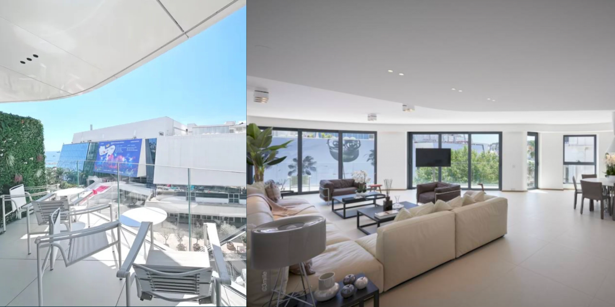 Appartement de 150 m² avec terrasse face au Palais des Festivals à Cannes pour des rendez-vous VIP